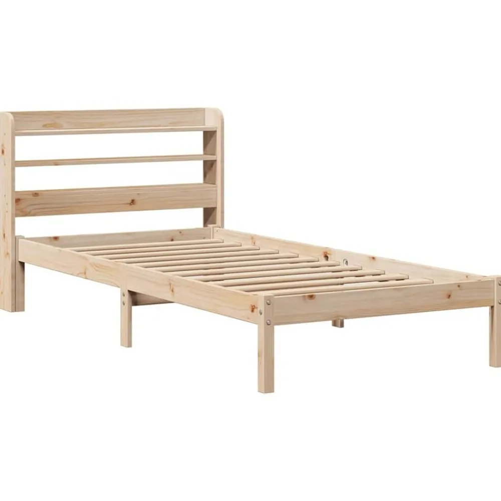 Lits & Accessoires-vidaXL Cadre de lit sans matelas 75x190 cm bois de pin massif Naturel
