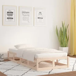 Lits & Accessoires-vidaXL Cadre de lit sans matelas 90x200 cm bois massif Naturel