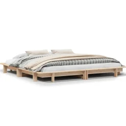 Lits & Accessoires-vidaXL Cadre de lit sans matelas 160x200 cm bois massif de pin Naturel