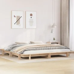 Lits & Accessoires-vidaXL Cadre de lit sans matelas 160x200 cm bois massif de pin Naturel