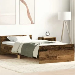 vidaXL Cadre de lit sans matelas vieux bois 90x200 cm bois ingénierie