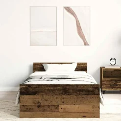 vidaXL Cadre de lit sans matelas vieux bois 90x200 cm bois ingénierie
