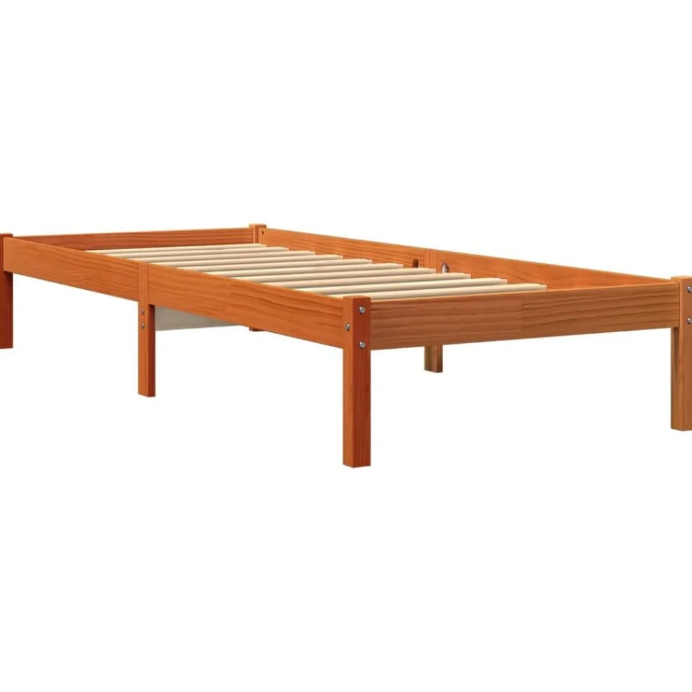 Lits & Accessoires-vidaXL Cadre de lit sans matelas cire marron 75x190 cm bois pin massif Marron cire