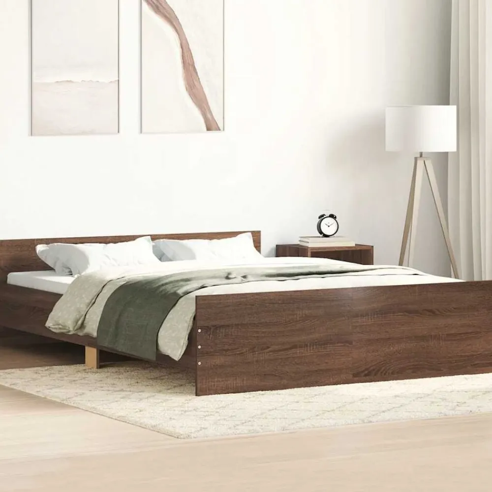 Lits & Accessoires-vidaXL Cadre de lit sans matelas chêne marron 120x200 cm Chêne marron