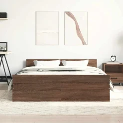 Lits & Accessoires-vidaXL Cadre de lit sans matelas chêne marron 120x200 cm Chêne marron