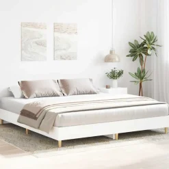 Lits & Accessoires-vidaXL Cadre de lit sans matelas 200x200 cm bois d'ingénierie Blanc