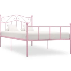 Lits & Accessoires-vidaXL Cadre de lit sans matelas métal 90x200 cm Rose