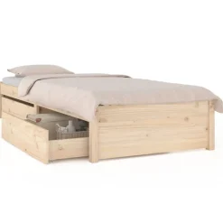Lits & Accessoires-vidaXL Cadre de lit sans matelas avec tiroirs Naturel