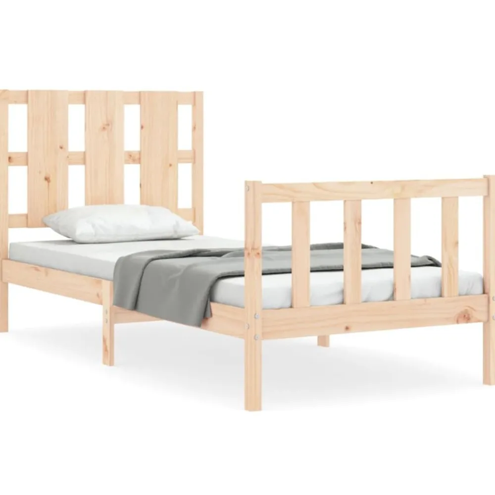 Lits & Accessoires-vidaXL Cadre de lit sans matelas 90x190 cm bois de pin massif Naturel