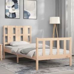 Lits & Accessoires-vidaXL Cadre de lit sans matelas 90x190 cm bois de pin massif Naturel