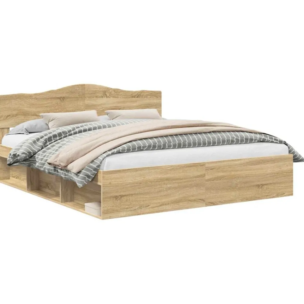 vidaXL Cadre de lit Sonoma 200 x 200 cm Bois de pin massif