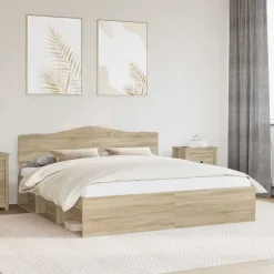 vidaXL Cadre de lit Sonoma 200 x 200 cm Bois de pin massif