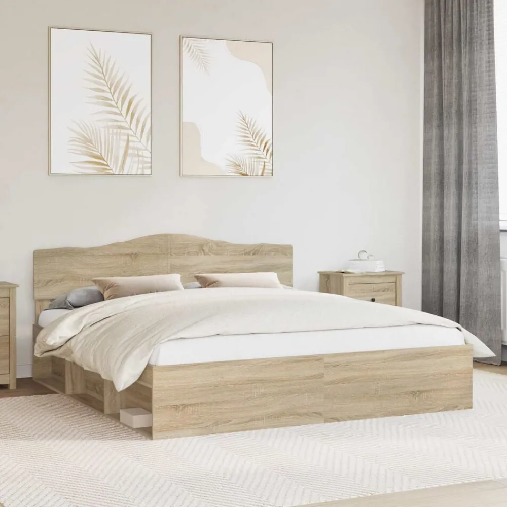 vidaXL Cadre de lit Sonoma 200 x 200 cm Bois de pin massif