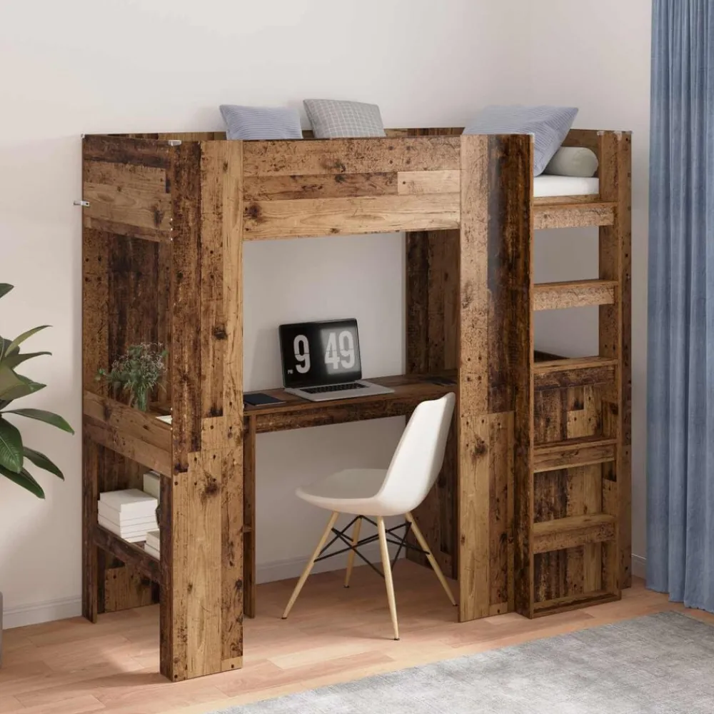 vidaXL Cadre de lit superposé avec bureau 75 x 190 cm