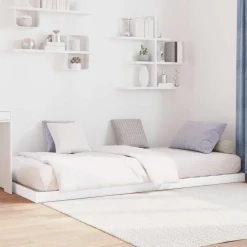 Lits & Accessoires-vidaXL Cadre de lit surélevé 75 x 190 cm Bois d'ingénierie Blanc
