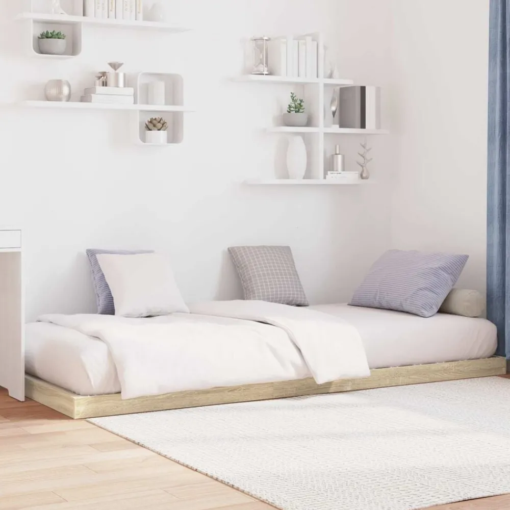 Lits & Accessoires-vidaXL Cadre de lit surélevé Sonoma 75 x 190 cm Bois d'ingénierie Chêne sonoma