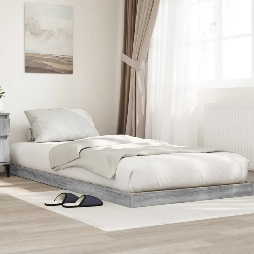 vidaXL Cadre de lit surélevé Sonoma 75 x 190 cm Bois d'ingénierie