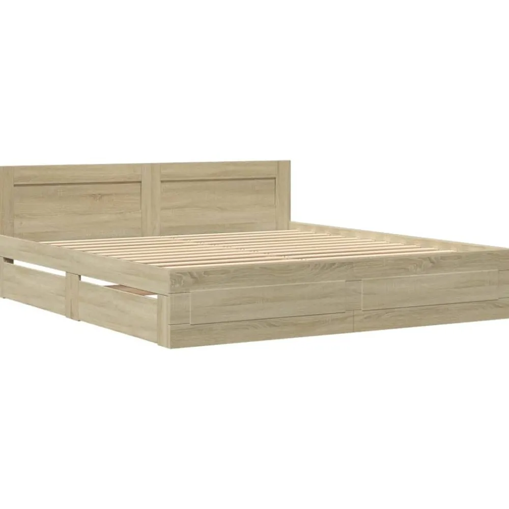 vidaXL Cadre de lit tête de lit sans matelas chêne sonoma 200x200 cm