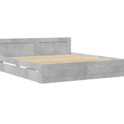 Lits & Accessoires-vidaXL Cadre de lit tête de lit sans matelas 200x200 cm Gris béton
