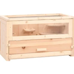 vidaXL Cage à hamster 60x30x35 cm bois massif de sapin