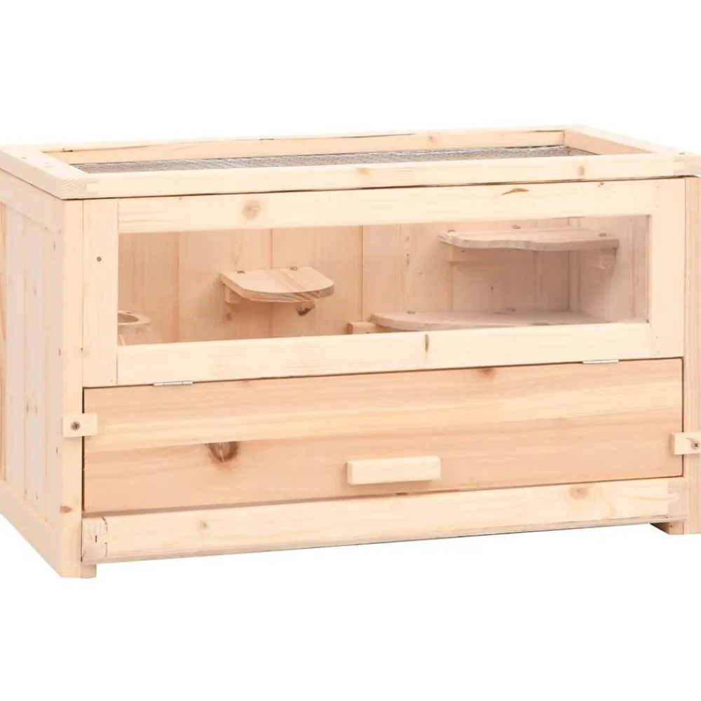 vidaXL Cage à hamster 60x30x35 cm bois massif de sapin