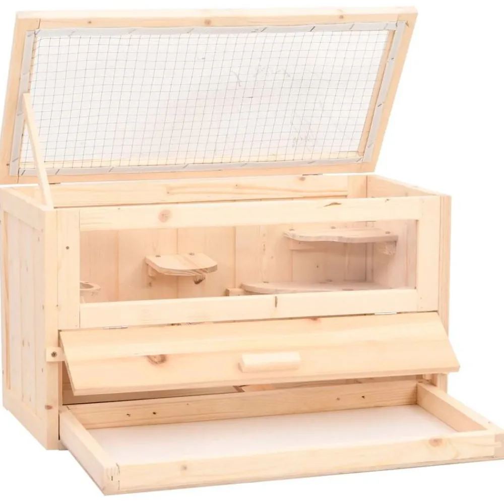 vidaXL Cage à hamster 60x30x35 cm bois massif de sapin