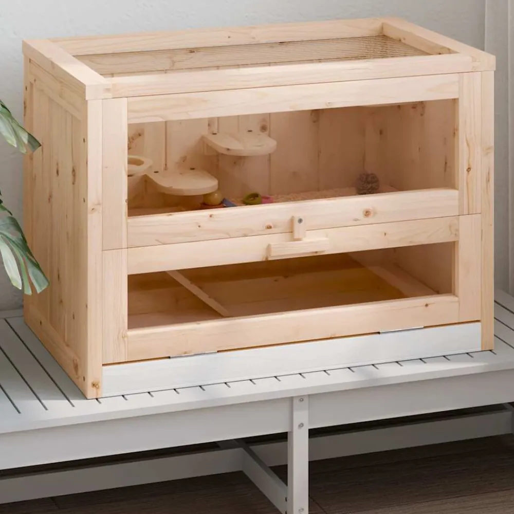 Articles Pour Animaux De Compagnie-vidaXL Cage à hamster 60x35,5x42 cm bois massif de sapin