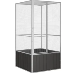 Articles Pour Animaux De Compagnie-vidaXL Cage à oiseaux 111x107x211,5 cm Acier galvanisé Anthracite