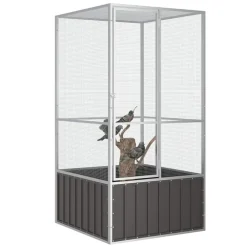 Articles Pour Animaux De Compagnie-vidaXL Cage à oiseaux 111x107x211,5 cm Acier galvanisé Anthracite