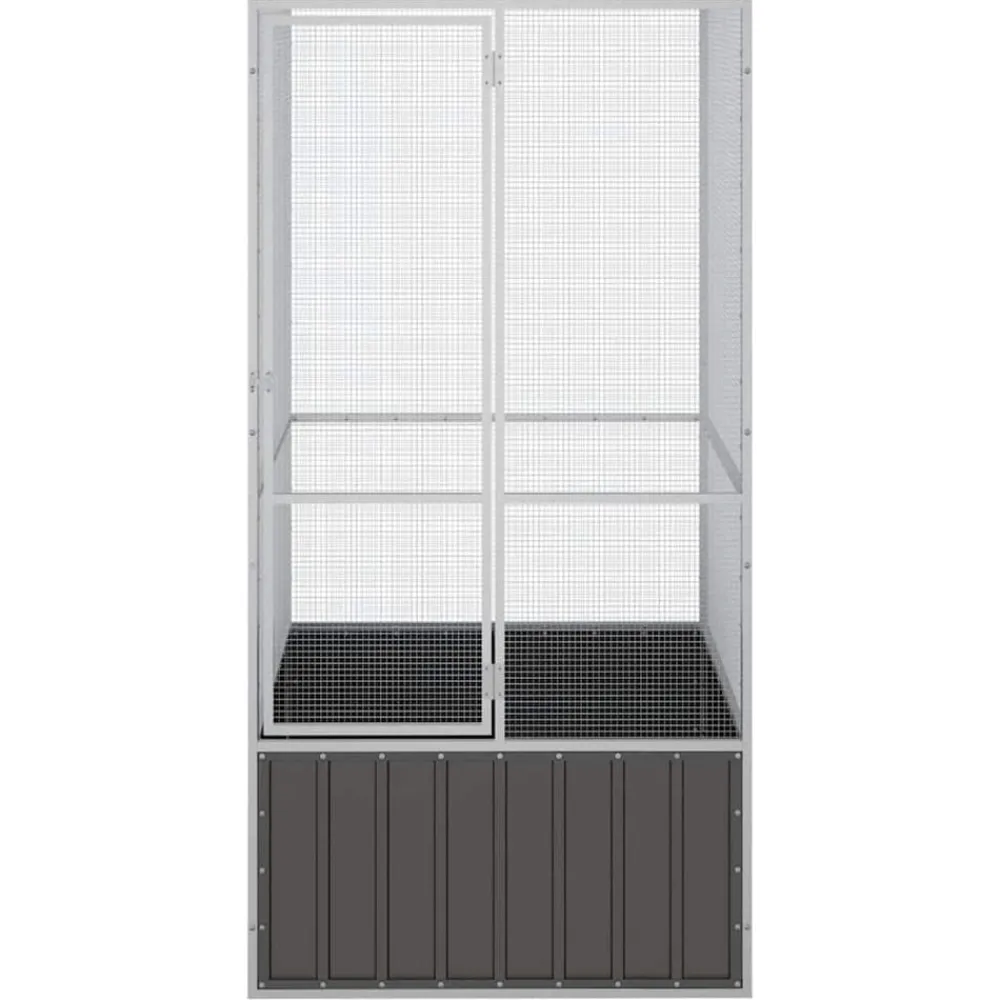 Articles Pour Animaux De Compagnie-vidaXL Cage à oiseaux 111x107x211,5 cm Acier galvanisé Anthracite