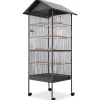 Articles Pour Animaux De Compagnie-vidaXL Cage à oiseaux avec toit Acier Noir 66 x 66 x 155 cm