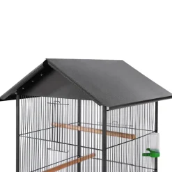Articles Pour Animaux De Compagnie-vidaXL Cage à oiseaux avec toit Acier Noir 66 x 66 x 155 cm