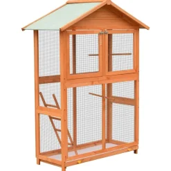 vidaXL Cage à oiseaux Pin massif et bois de sapin 125,5x59,5x164 cm