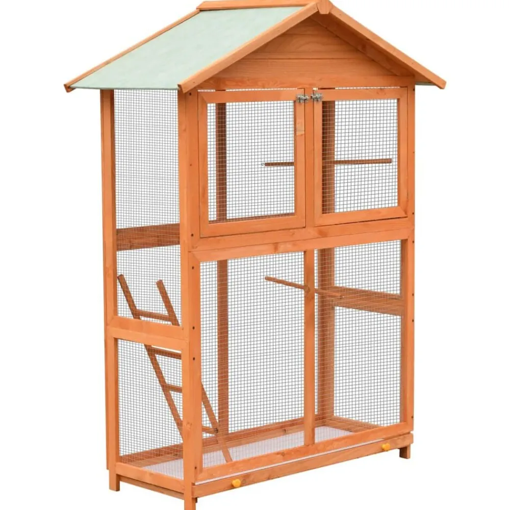vidaXL Cage à oiseaux Pin massif et bois de sapin 125,5x59,5x164 cm