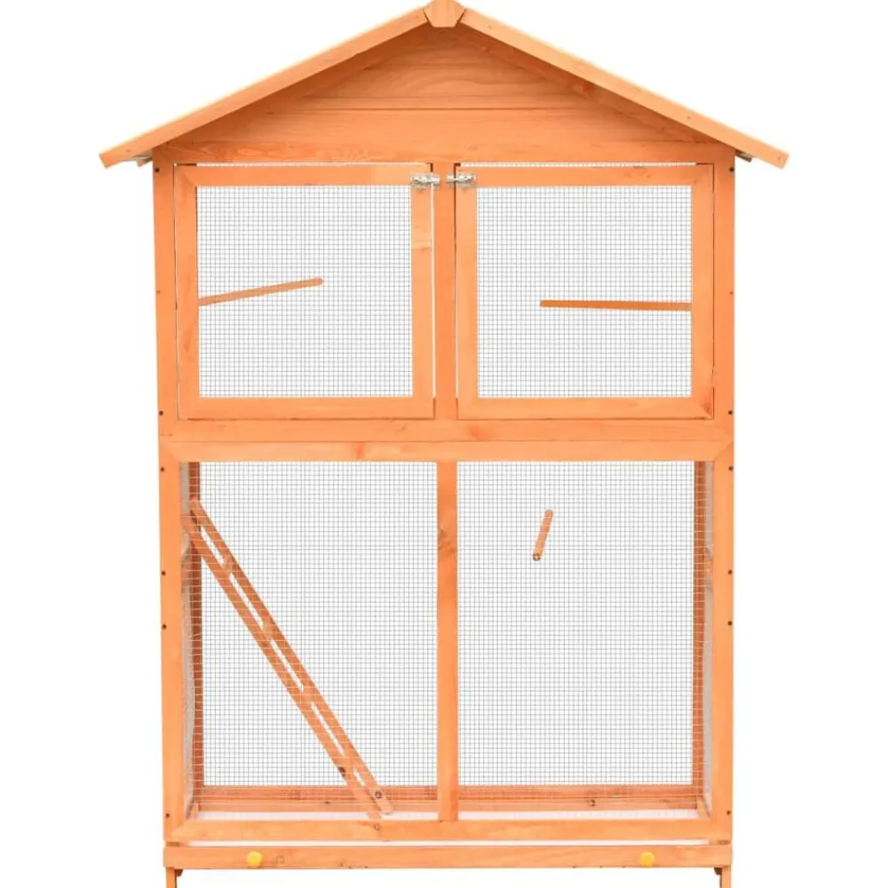 vidaXL Cage à oiseaux Pin massif et bois de sapin 125,5x59,5x164 cm