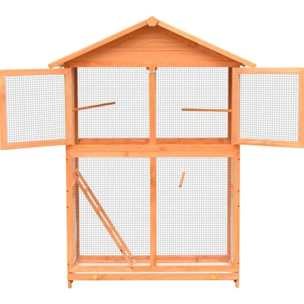 vidaXL Cage à oiseaux Pin massif et bois de sapin 125,5x59,5x164 cm