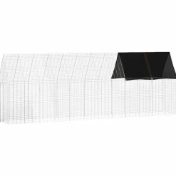 vidaXL Cage à poules 2 pcs Argenté 600 x 100 x 210 cm Acier galvanisé