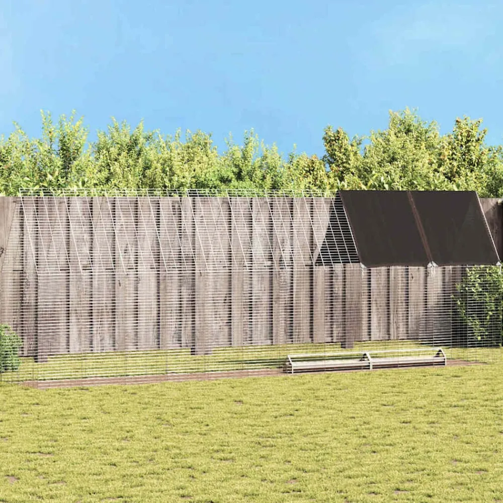 vidaXL Cage à poules 2 pcs Argenté 600 x 100 x 210 cm Acier galvanisé