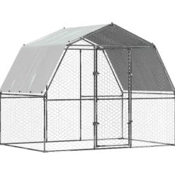 vidaXL Cage à poules avec toit et porte argenté acier galvanisé