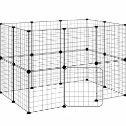 vidaXL Cage animaux de compagnie à 20 panneaux et porte Noir 35x35 cm