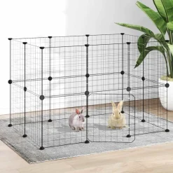 vidaXL Cage animaux de compagnie à 20 panneaux et porte Noir 35x35 cm