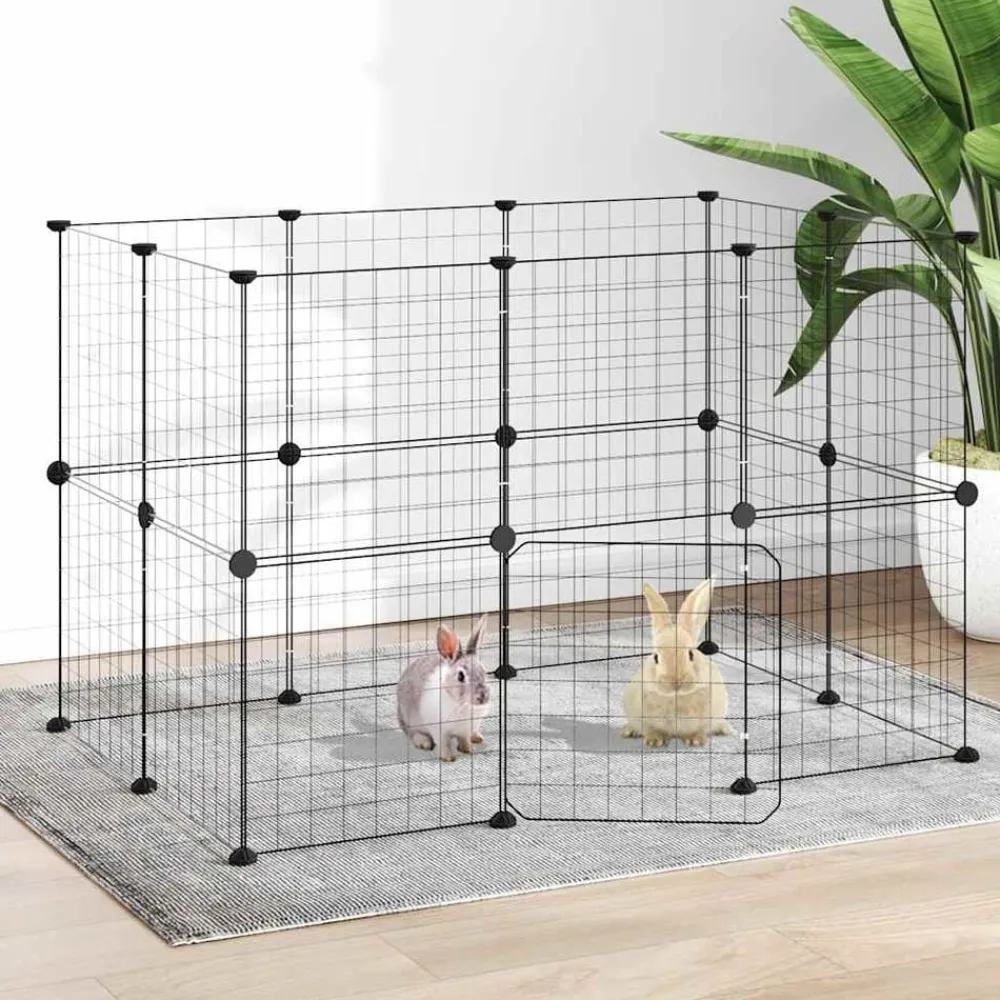 vidaXL Cage animaux de compagnie à 20 panneaux et porte Noir 35x35 cm