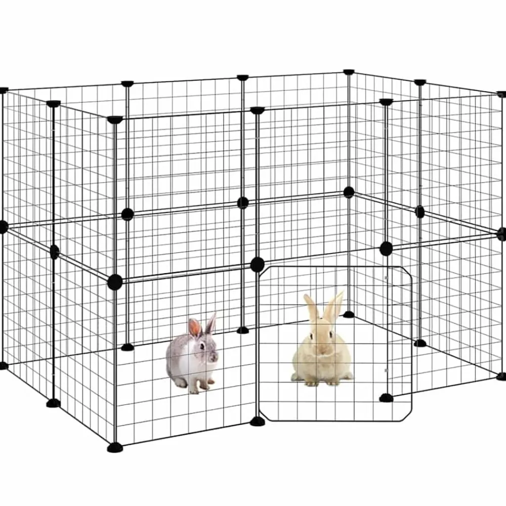 vidaXL Cage animaux de compagnie à 20 panneaux et porte Noir 35x35 cm
