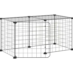 Articles Pour Animaux De Compagnie-vidaXL Cage animaux de compagnie à 8 panneaux et porte Noir 35x35 cm