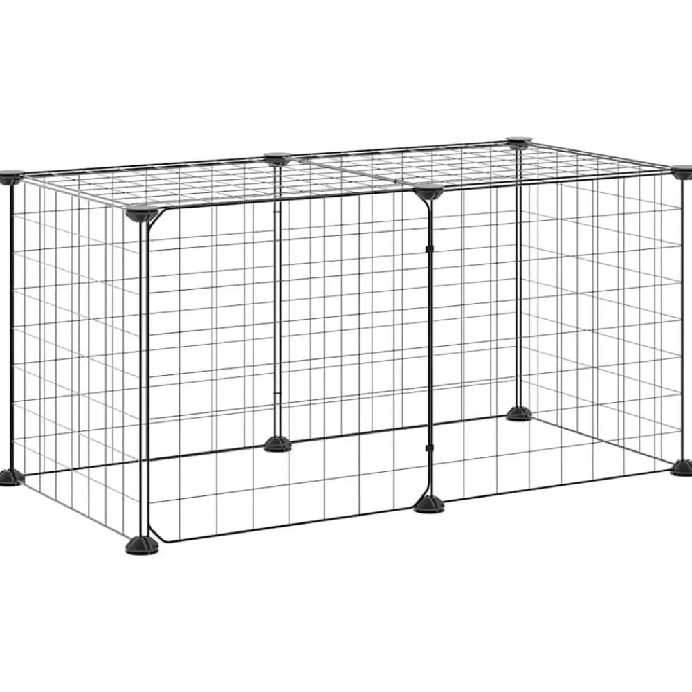 Articles Pour Animaux De Compagnie-vidaXL Cage animaux de compagnie à 8 panneaux et porte Noir 35x35 cm