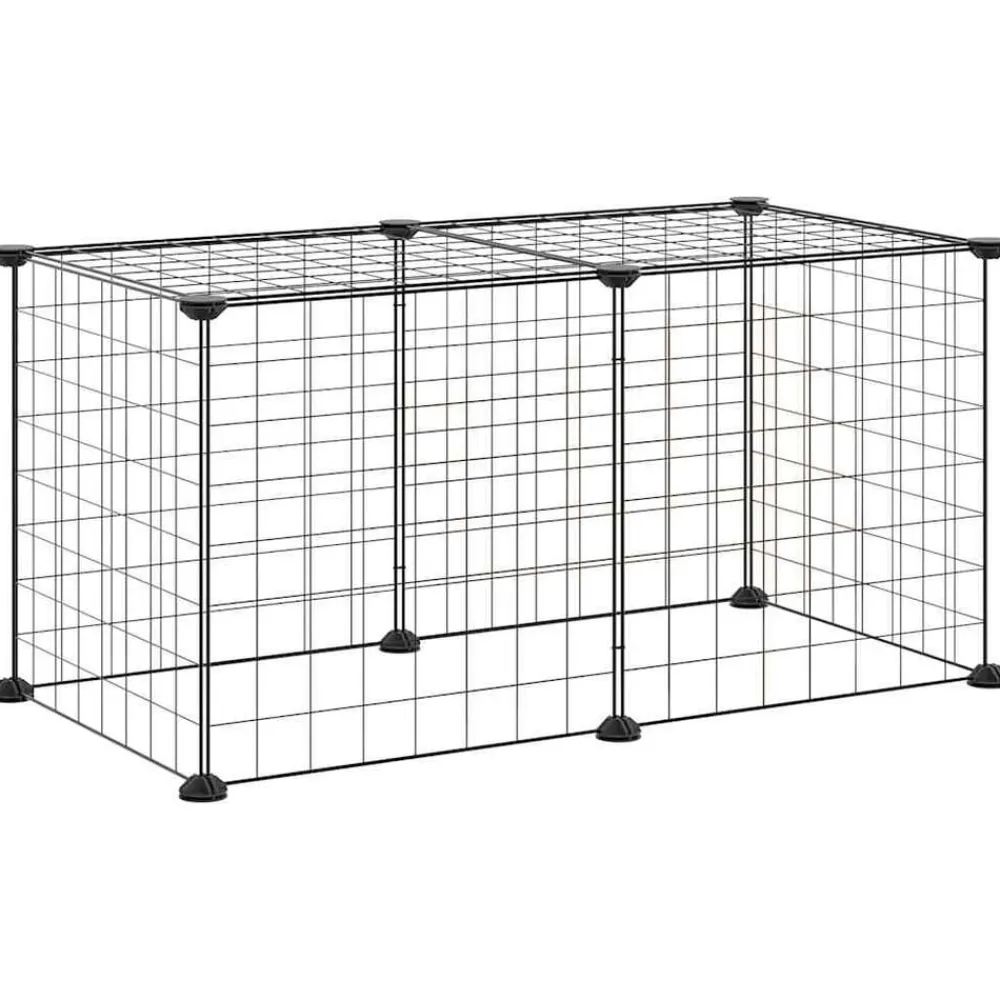 vidaXL Cage animaux de compagnie à 8 panneaux Noir 35x35 cm Acier