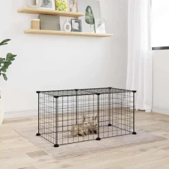 vidaXL Cage animaux de compagnie à 8 panneaux Noir 35x35 cm Acier