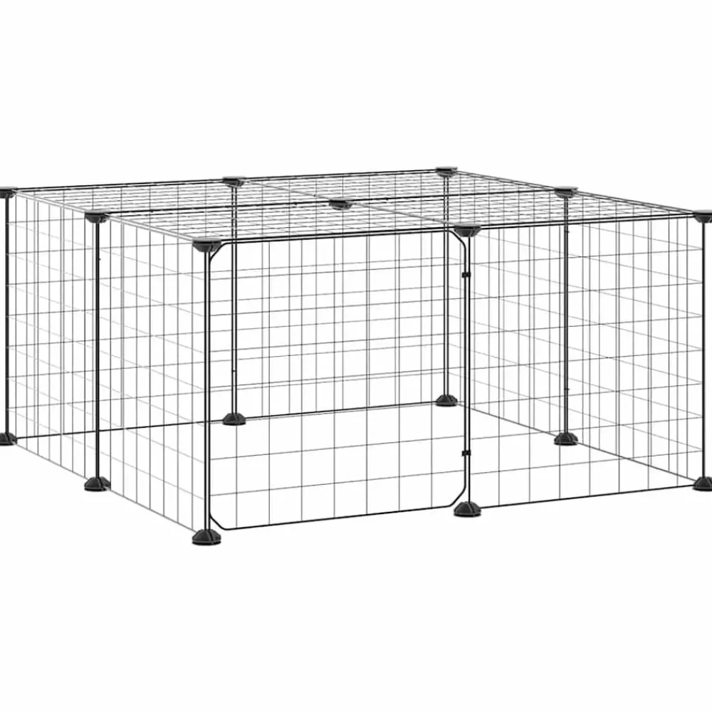 Articles Pour Animaux De Compagnie-vidaXL Cage animaux de compagnie à 12 panneaux et porte Noir 35x35 cm