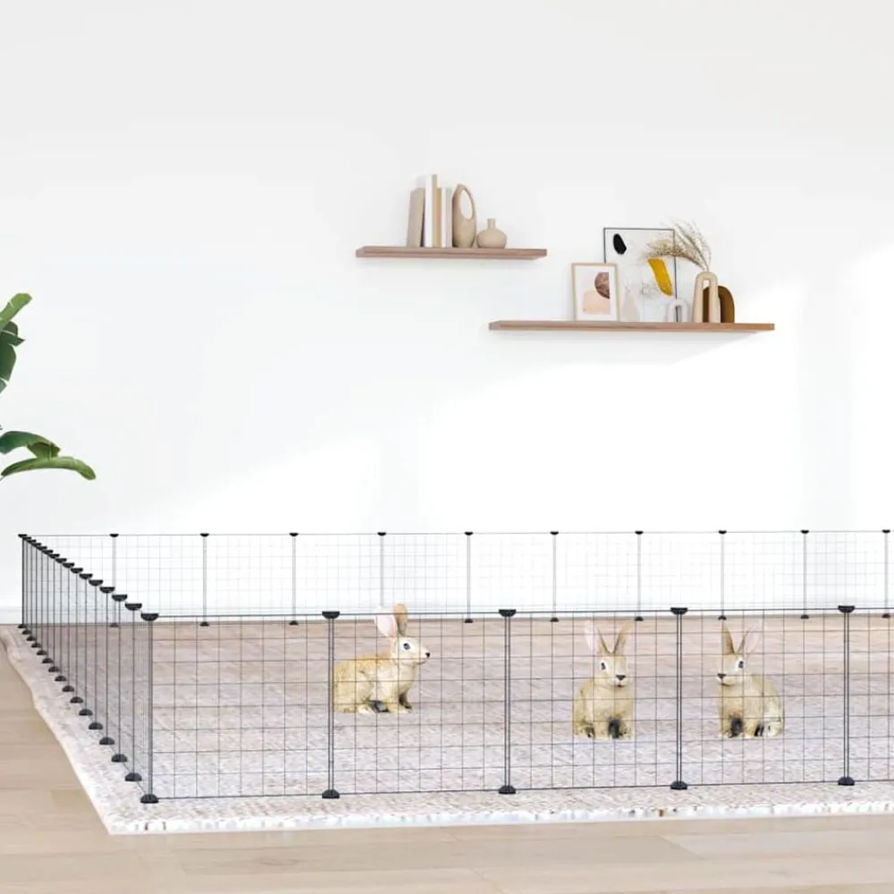 Articles Pour Animaux De Compagnie-vidaXL Cage animaux de compagnie à 60 panneaux et porte Noir 35x35 cm