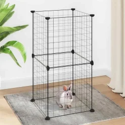 vidaXL Cage animaux de compagnie à 8 panneaux Noir 35x35 cm Acier